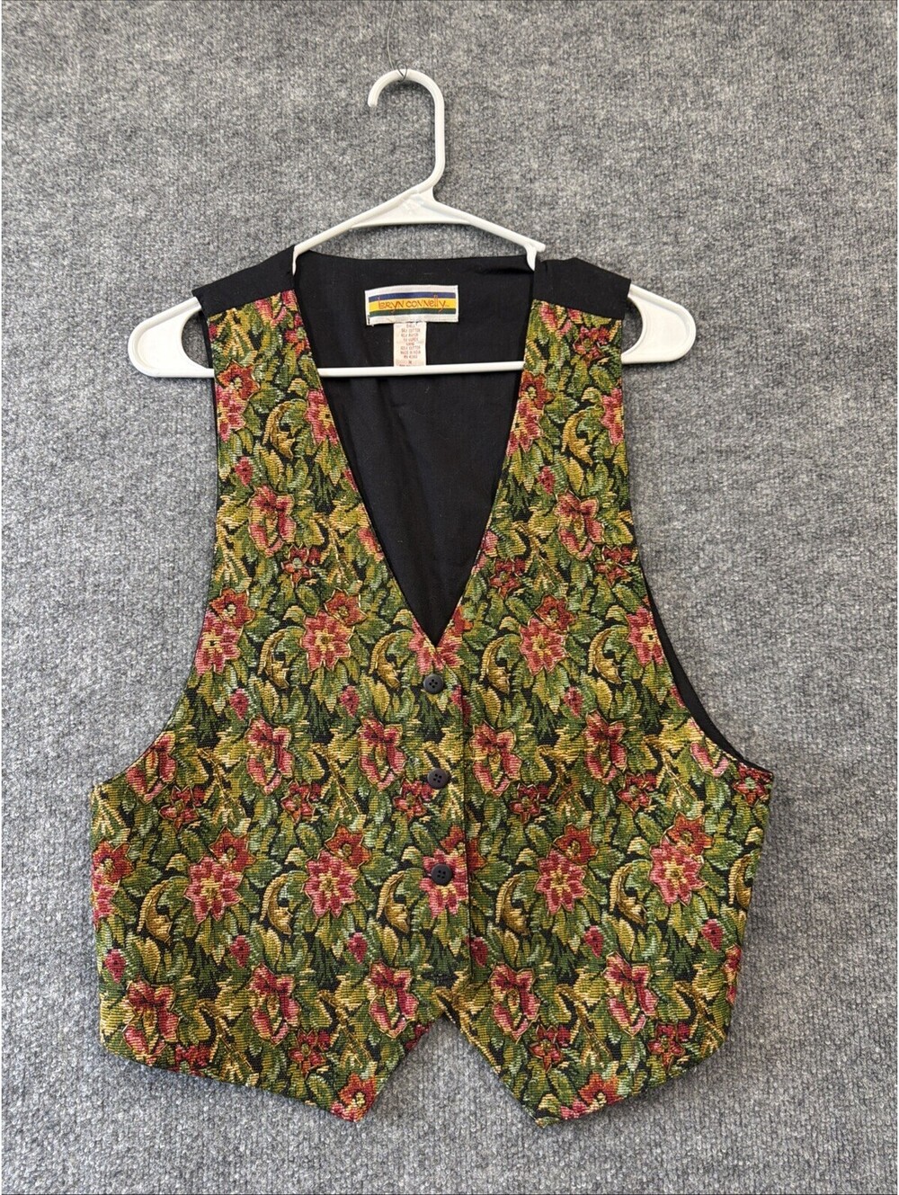 VNTG Bryn Connelly Christmas Vest Woman’s Med Poinsettias Bead Art Embellishing